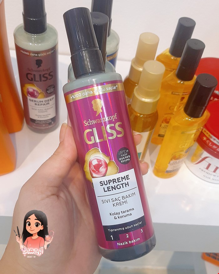 اسپری مو دو فاز مناسب موهای بلند آسیب دیده گلیس مدل Supreme Length